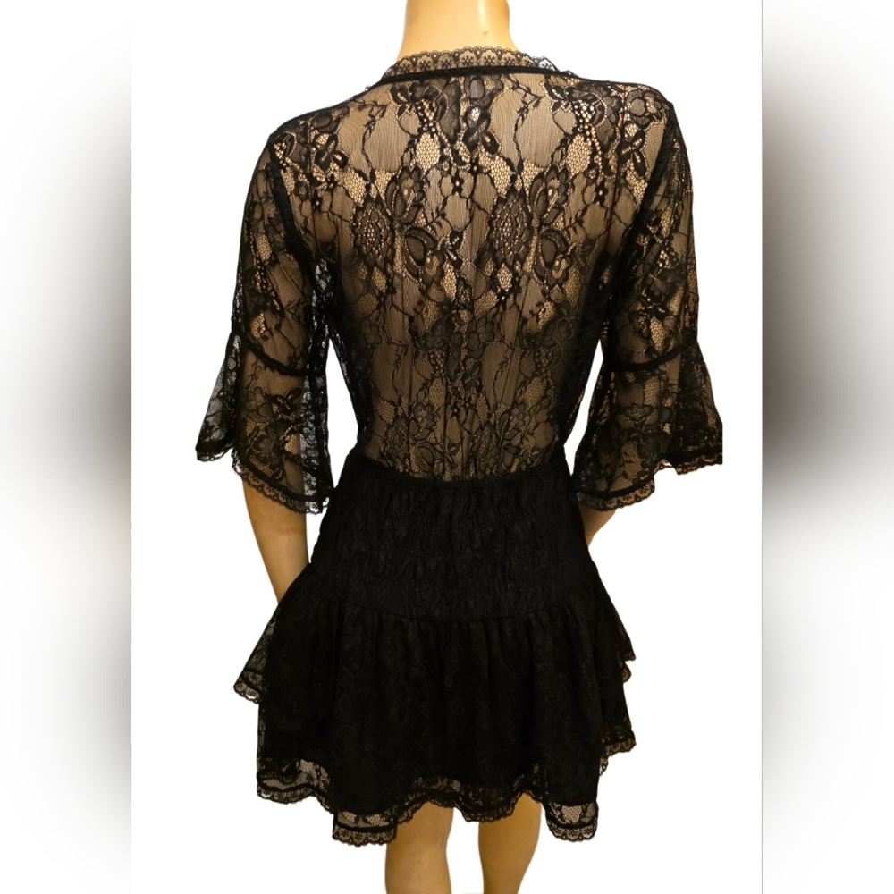 Free People Lala Lace Mini Dress Black Size Medium NWT - Picture 9 of 13